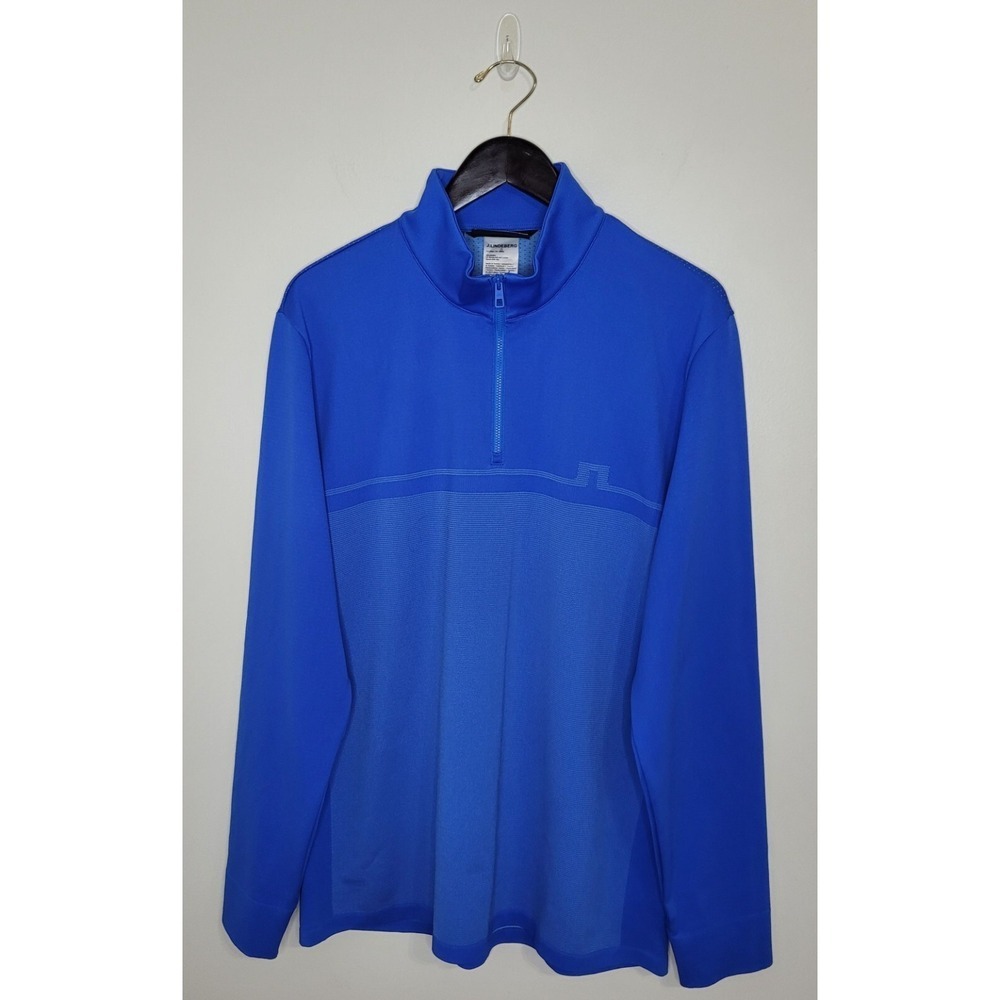 J. Lindeberg Mens 1/4 Zip Mid layer Mock Neck Windbreaker Sweater Size XXL Blue